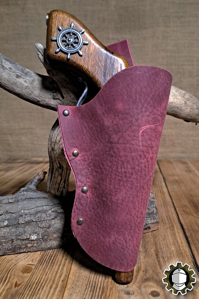 Cartuchera en cuero mano derecha, color rojo