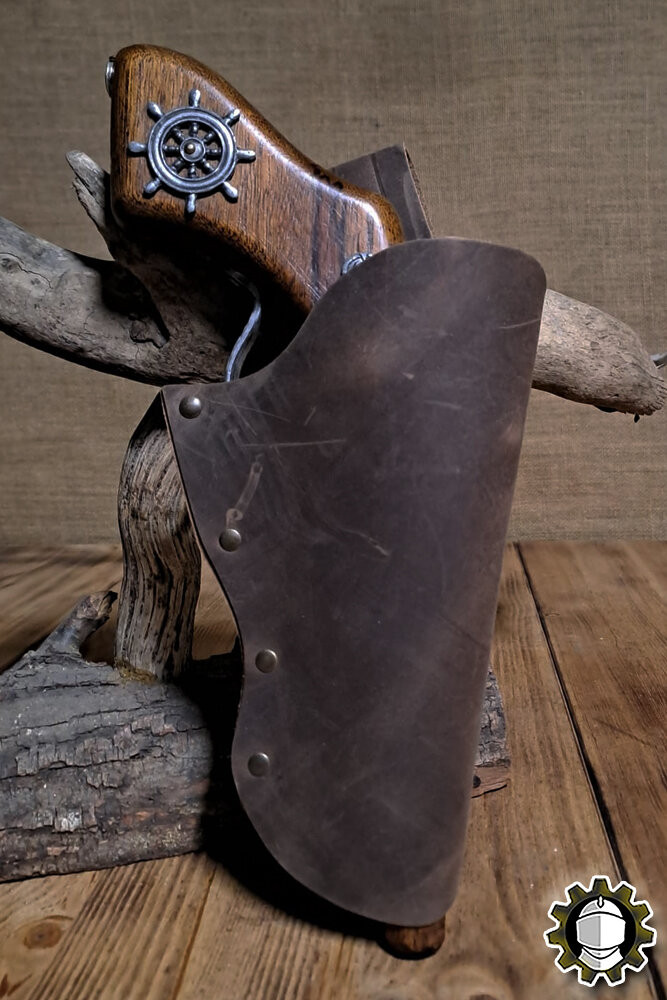 Cartuchera en cuero mano derecha, color marrón