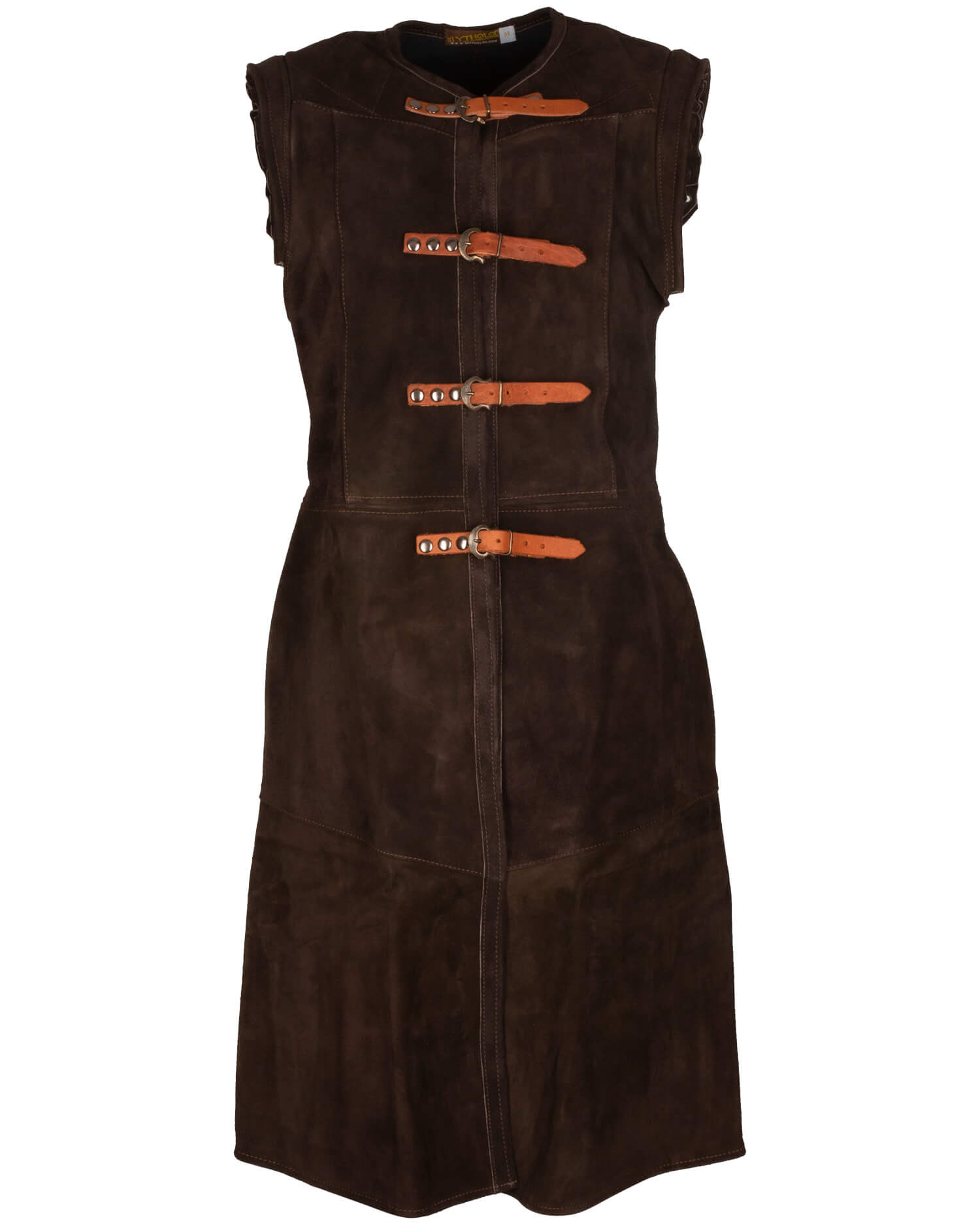 Chaleco medieval largo en ante modelo Garen, color marrón