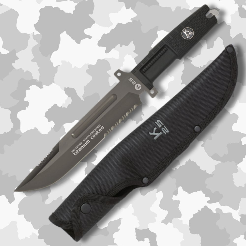 Cuchillo táctico K25 puño goma (33 cm.)