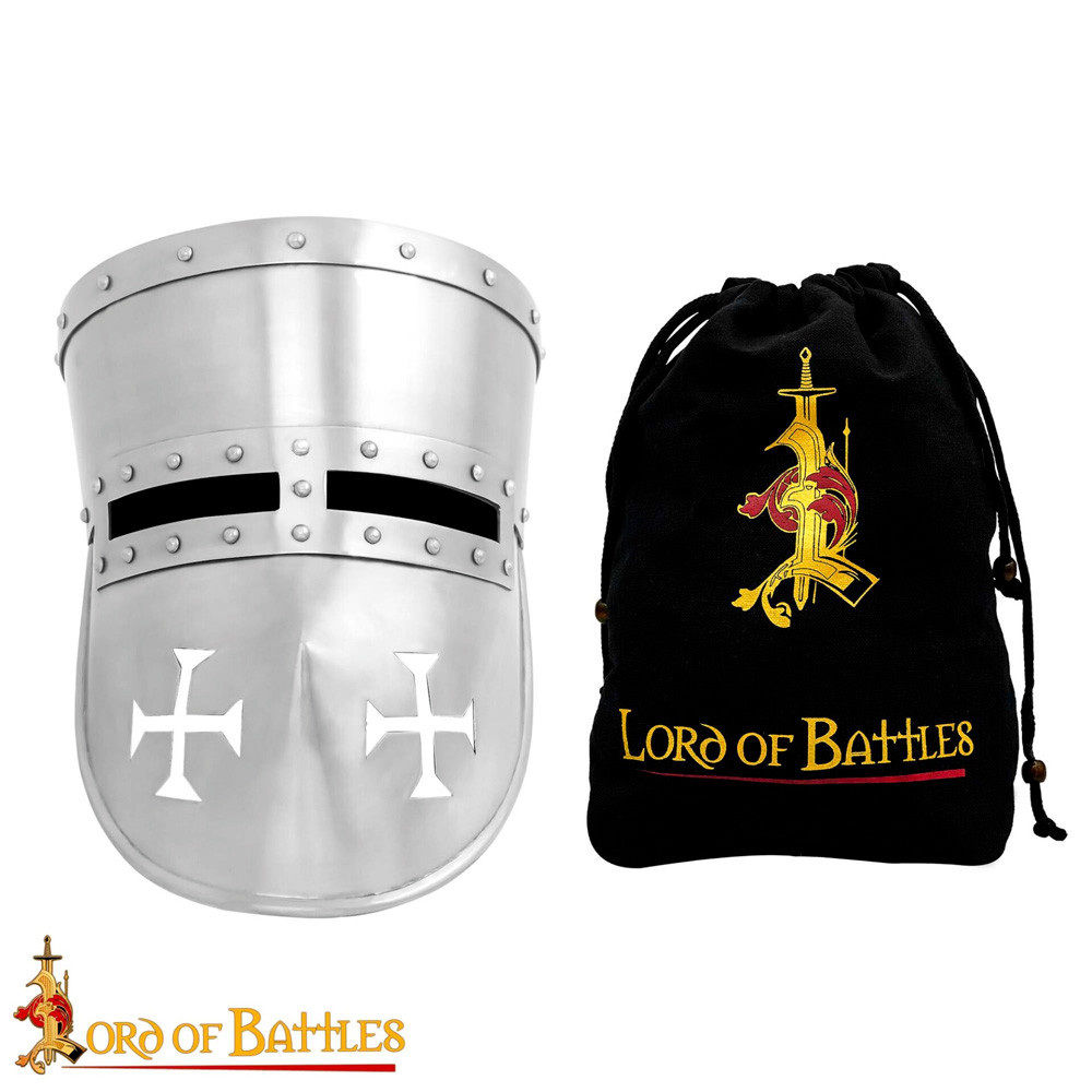 Casco caballero templario Siglo XIII, con forro acolchado