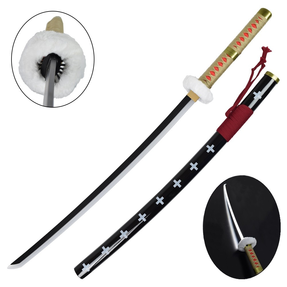 Katana Trafalgar Law One Piece bambú, Led, trenzado dorado