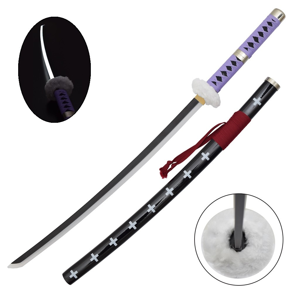 Katana Trafalgar Law One Piece bambú, Led, trenzado púrpura