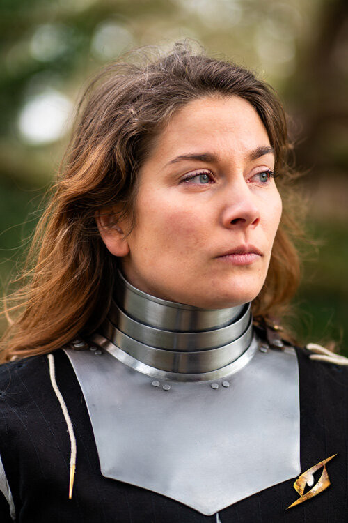 Gorjal medieval en acero modelo Landsknecht, acabado pulido