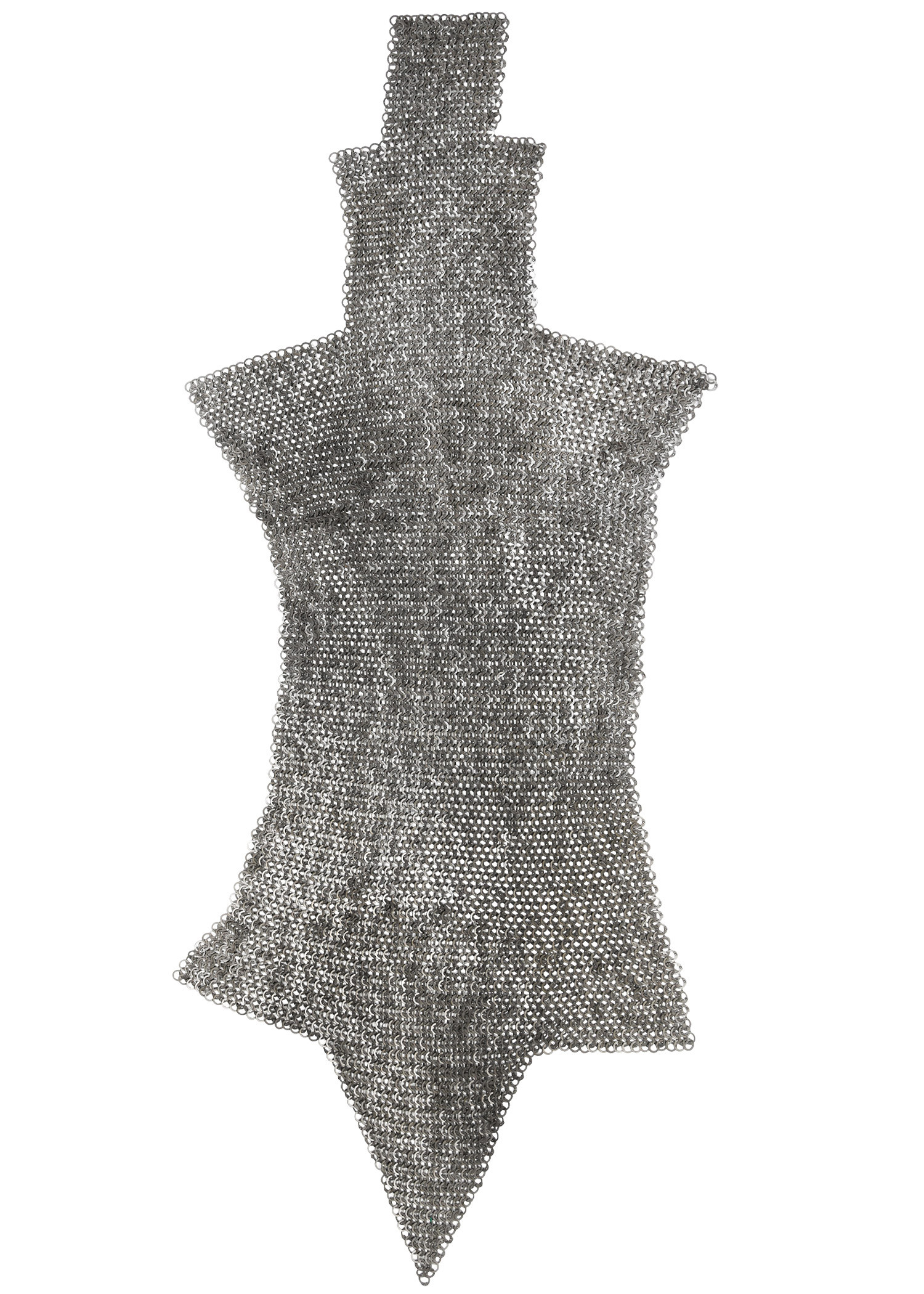 Pierna de cota de malla, anillas planas remachadas