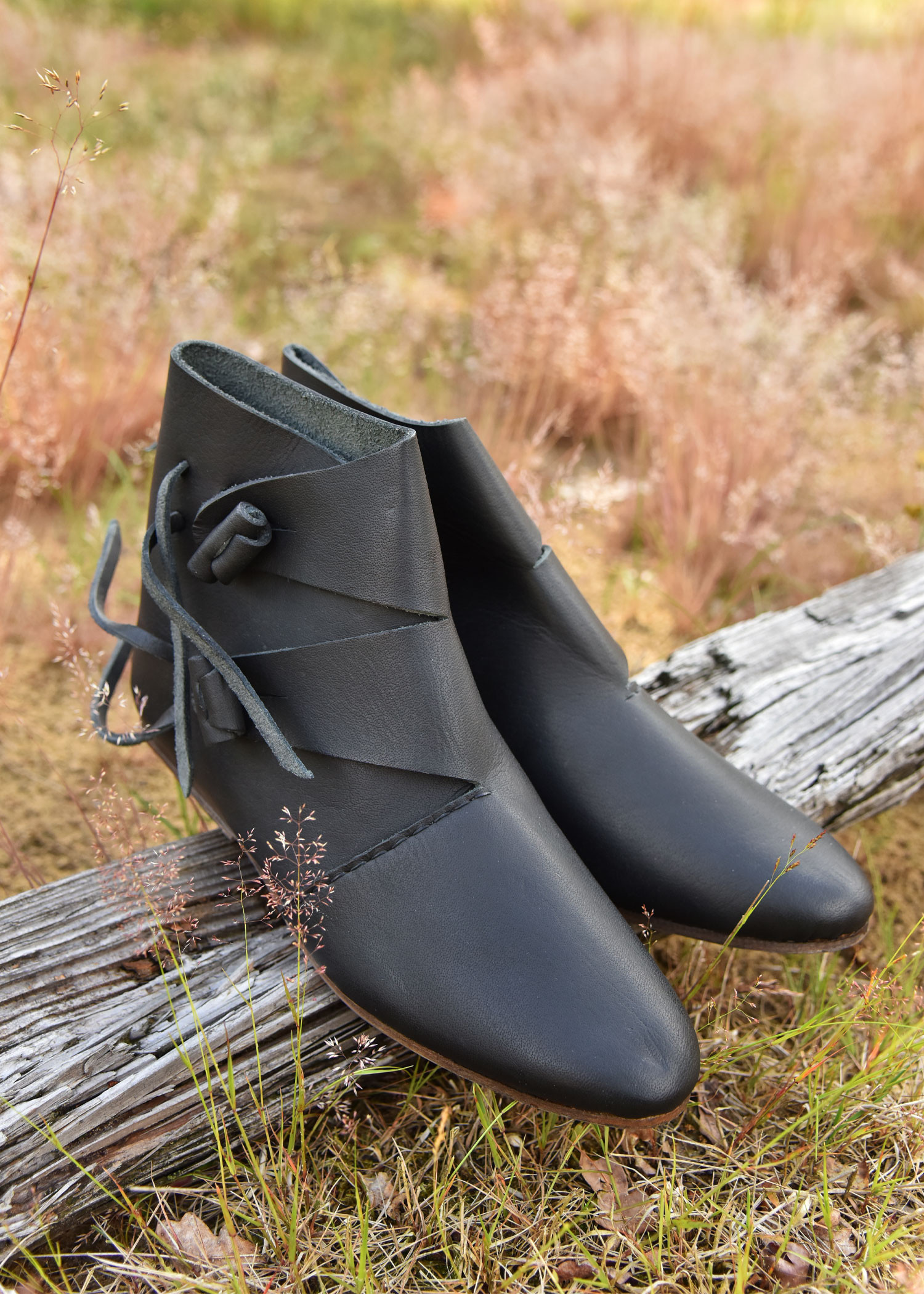 Zapatos vikingos medievales tempranos Jorvik, negro