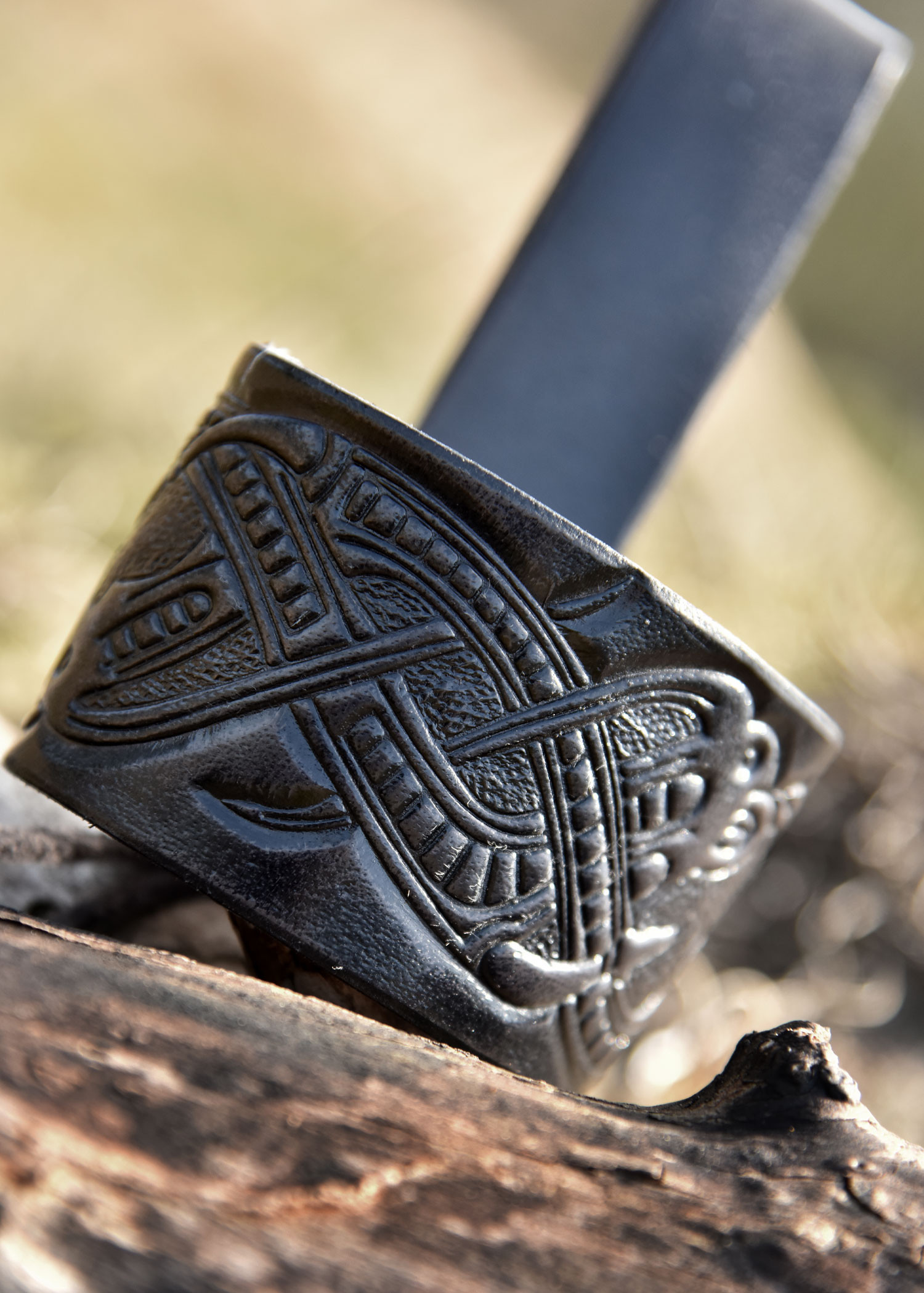 Tahalí para cuerno diseño dragón en relieve, negro