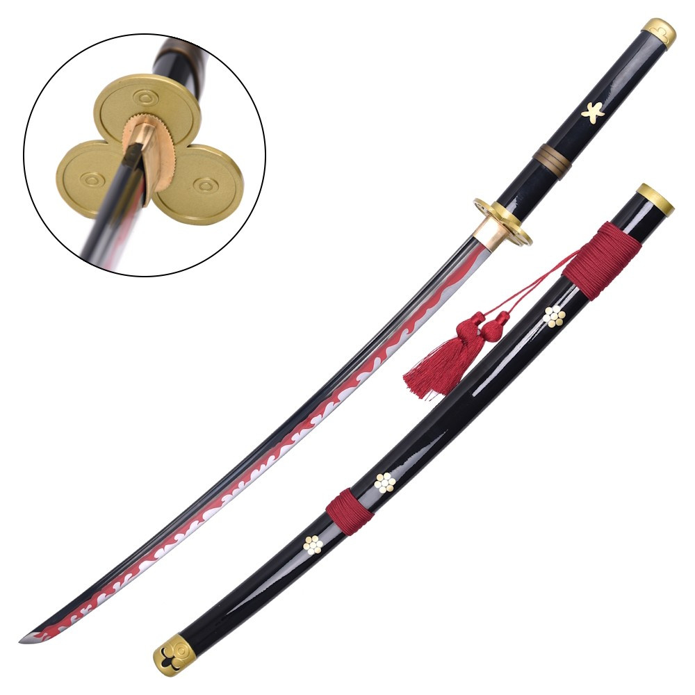 Katana decorativa no oficial hecha a mano Enma negra de Zoro - One Piece