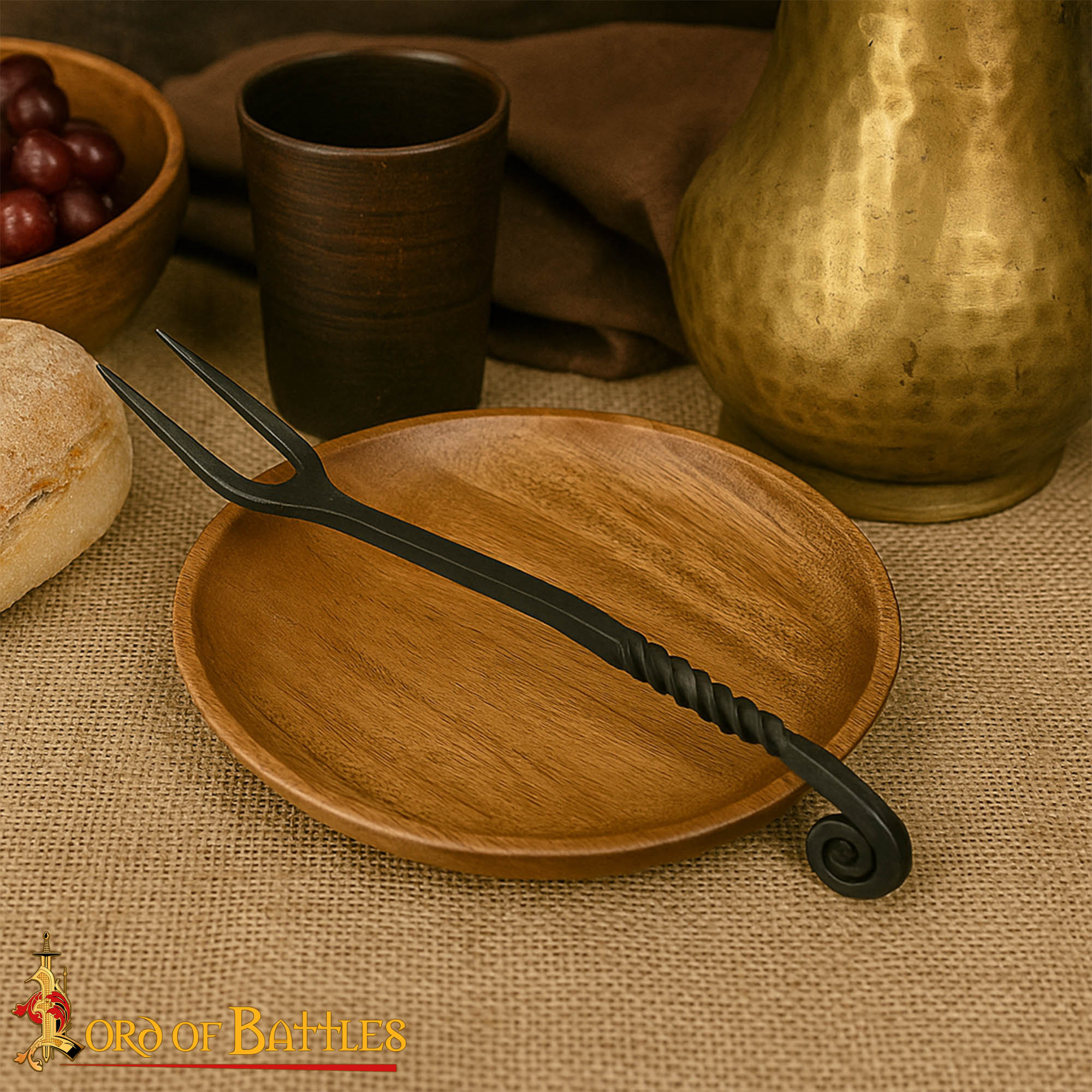 Tenedor vikingo en hierro forjado a mano (25 cm.)