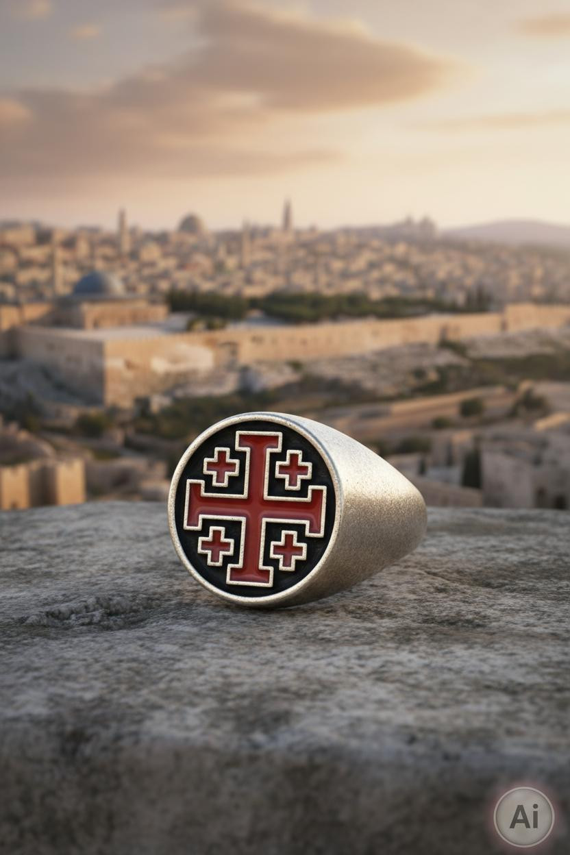 Anillo negro cruces templarias