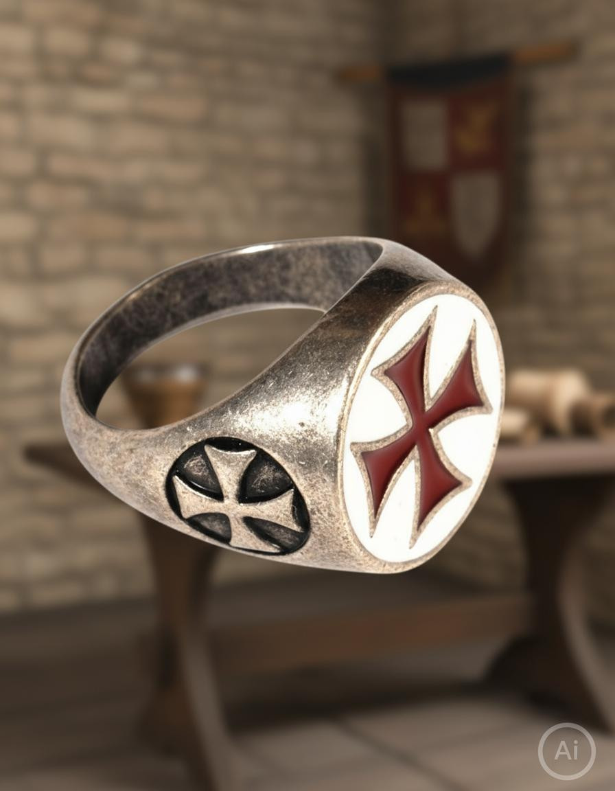 Anillo Cruz Templaria esmaltada