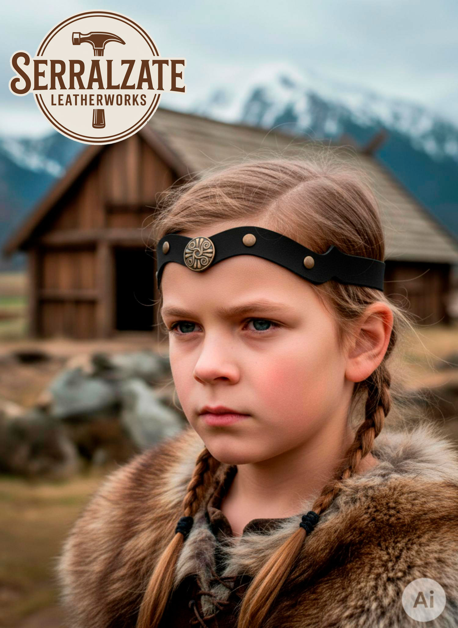 Diadema Vikingo-Celta nudos del viento en negro