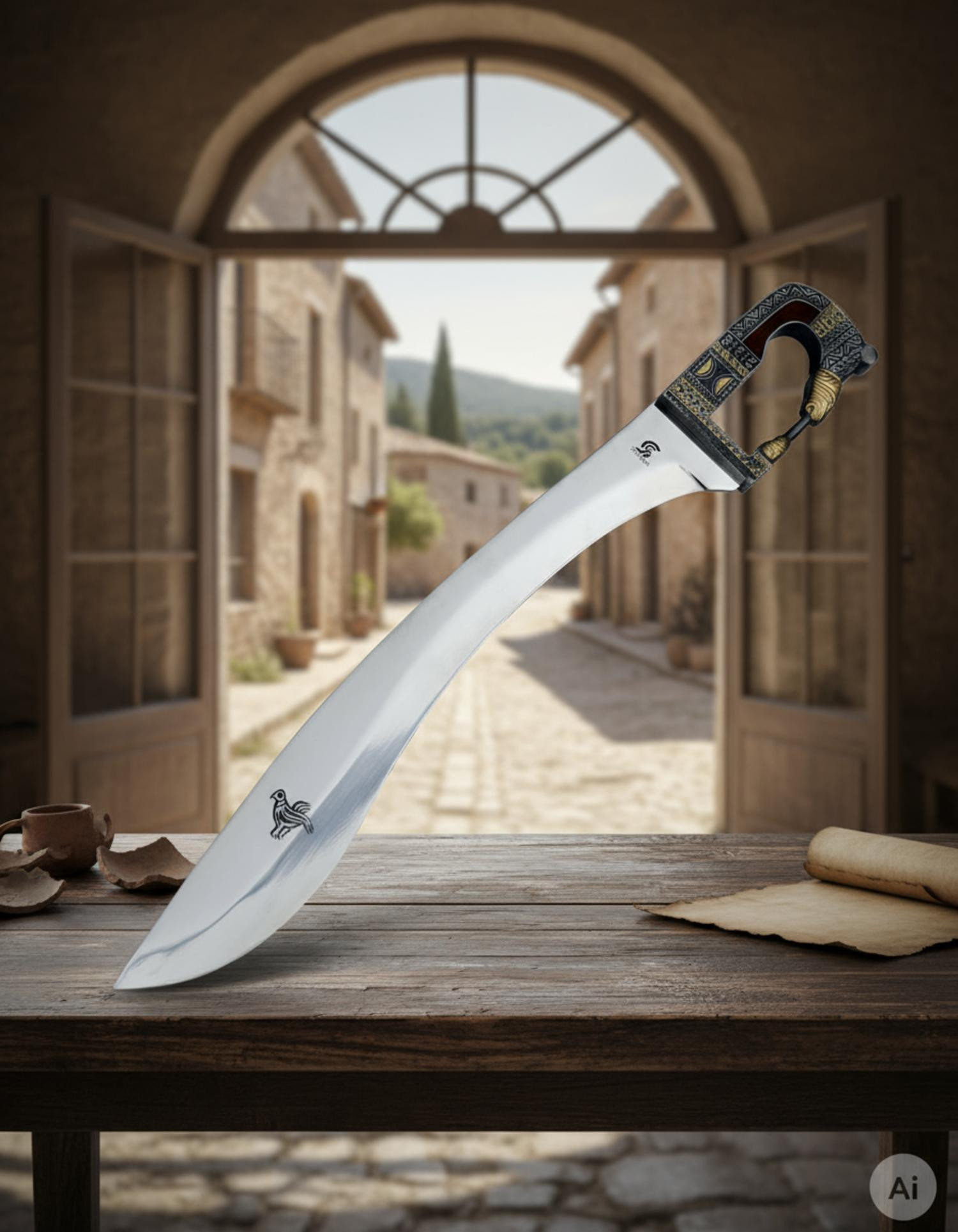 Falcata Íbera decorada, 64 cms.