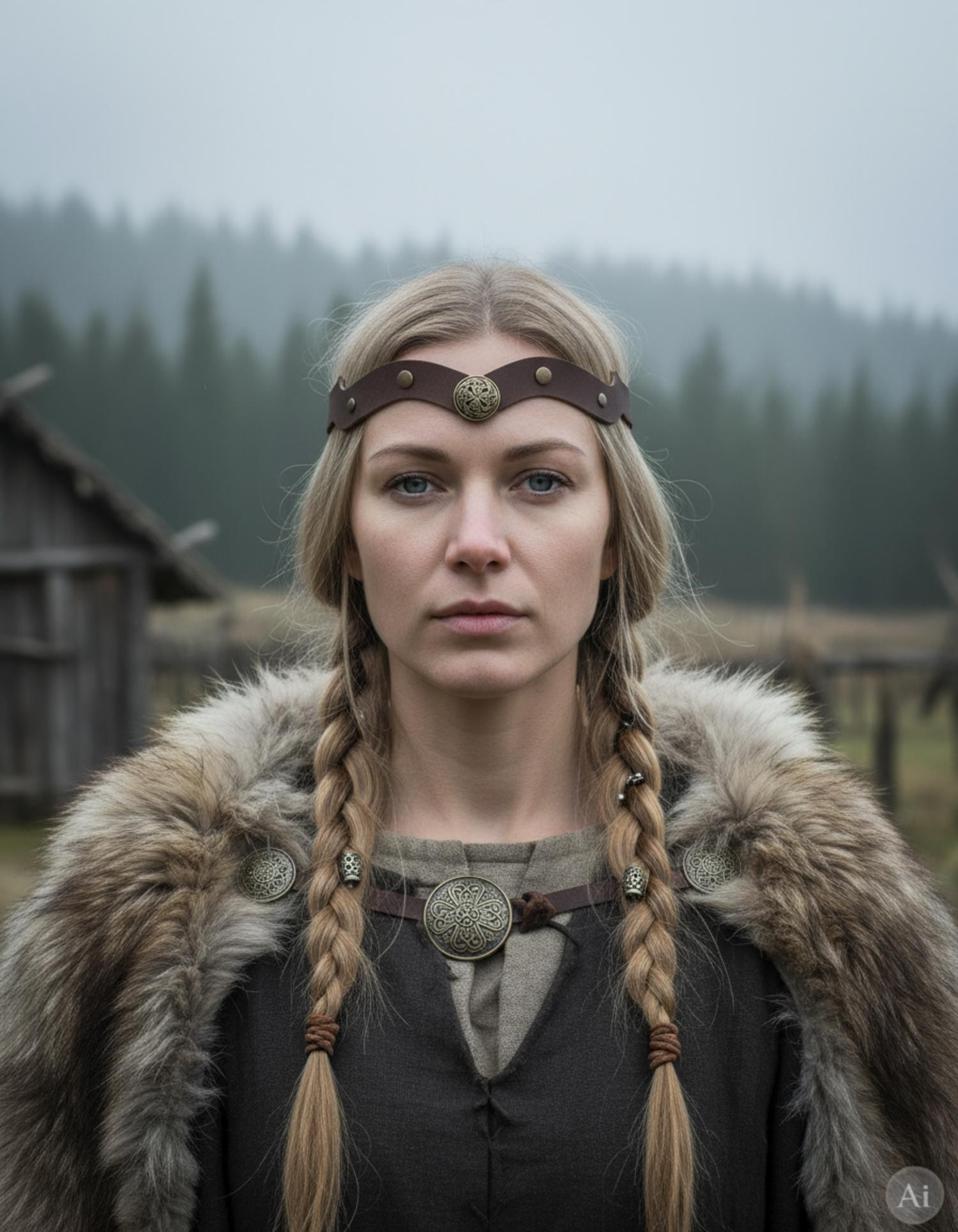 Tiara vikinga nudos celtas olas del mar en marrón