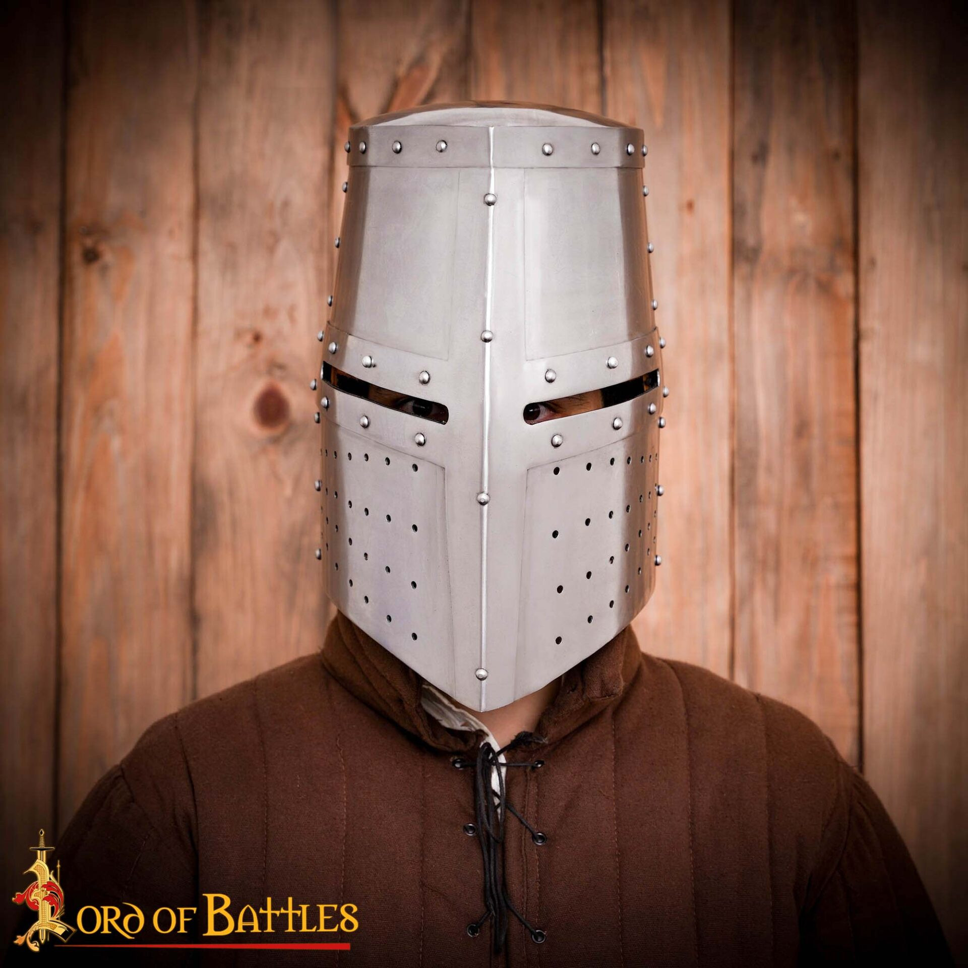 Gran Yelmo medieval de caballero siglos XIII-XIV, calibre 16