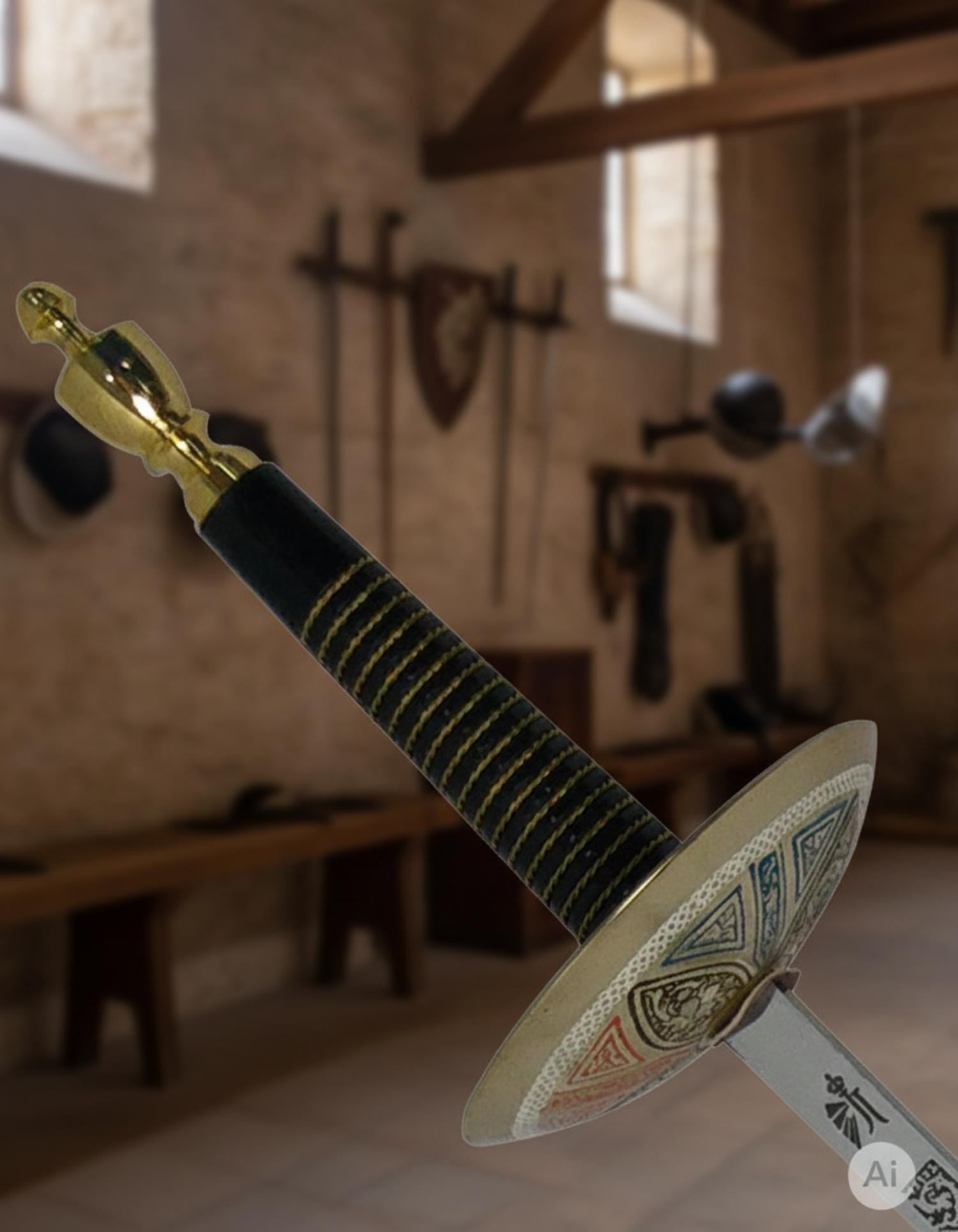 Florete francés decorativo, dorado