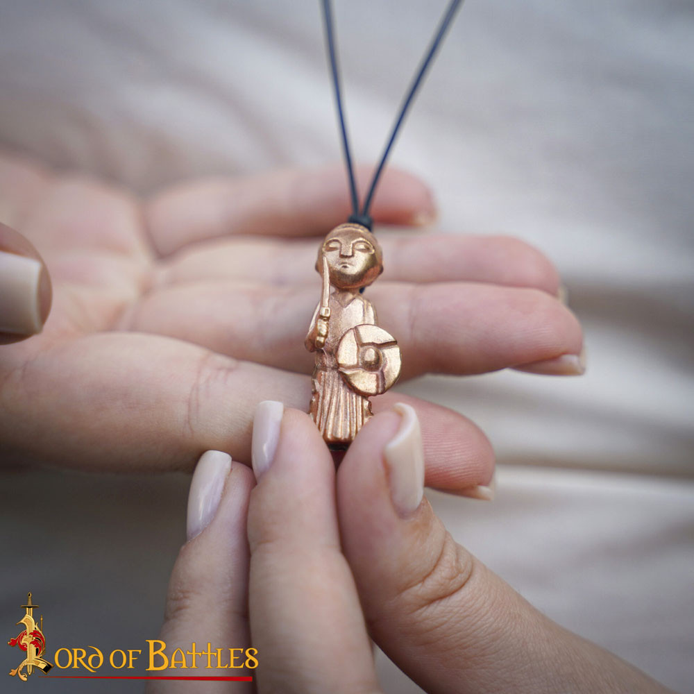 Colgante vikingo medieval dama Valkiria en bronce