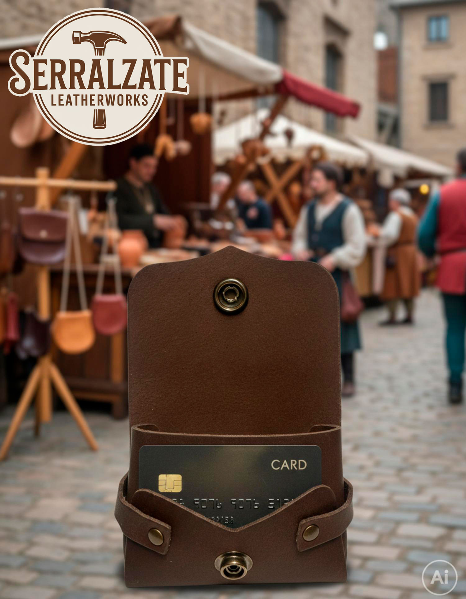 Bolsa limosnera-tarjetera para recreacionistas en marrón