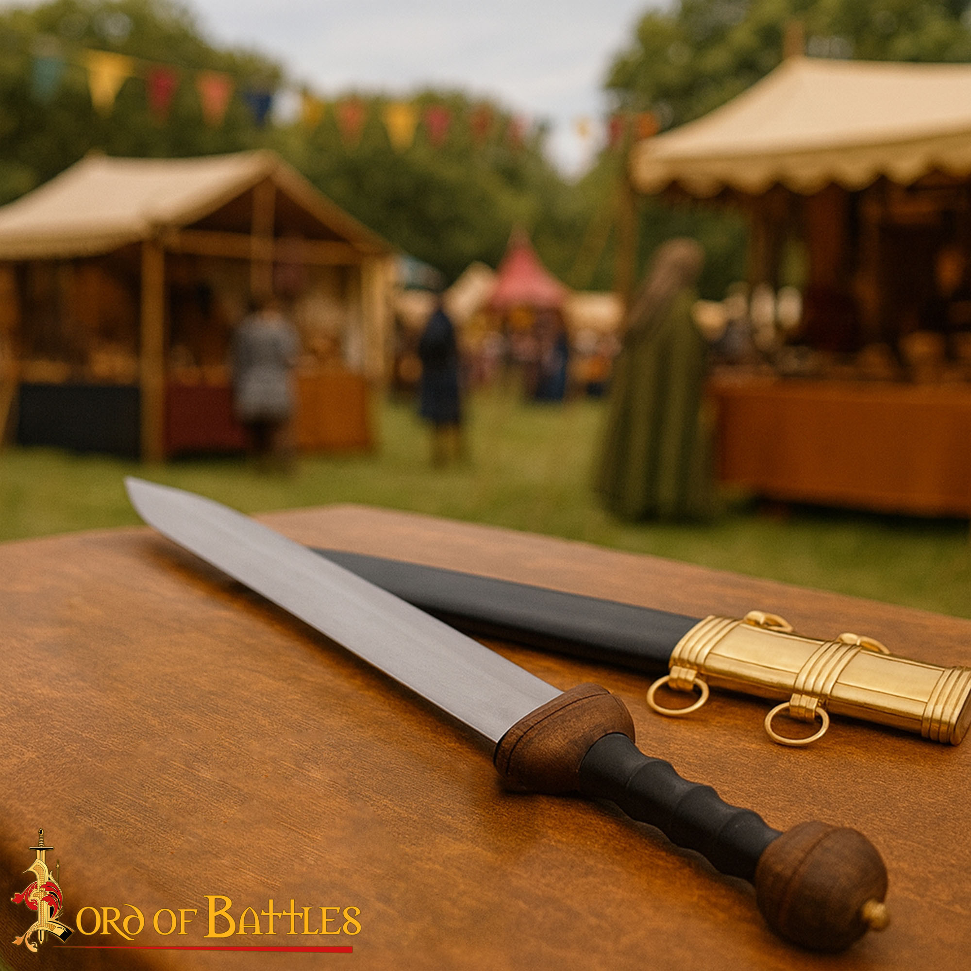 Gladius Romana decorativa detalles en latón, con vaina