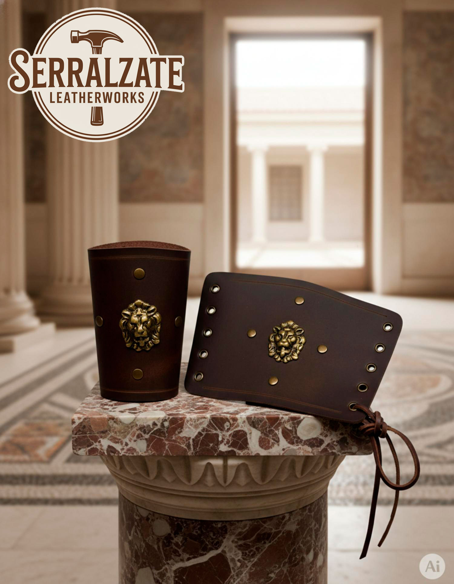 Brazaletes León legionario romano, marrones