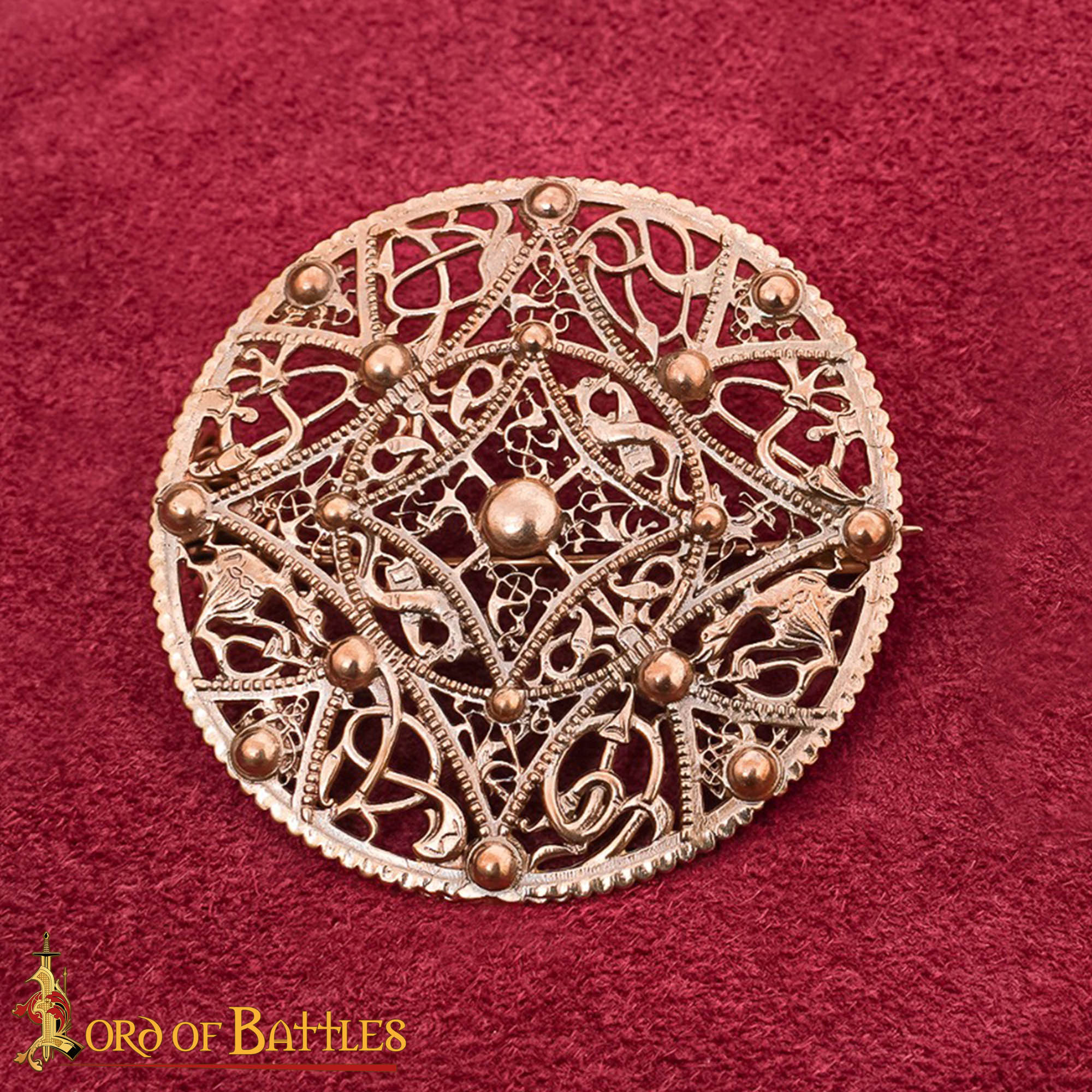 Broche vikingo en bronce, filigrana estilo nòrdico