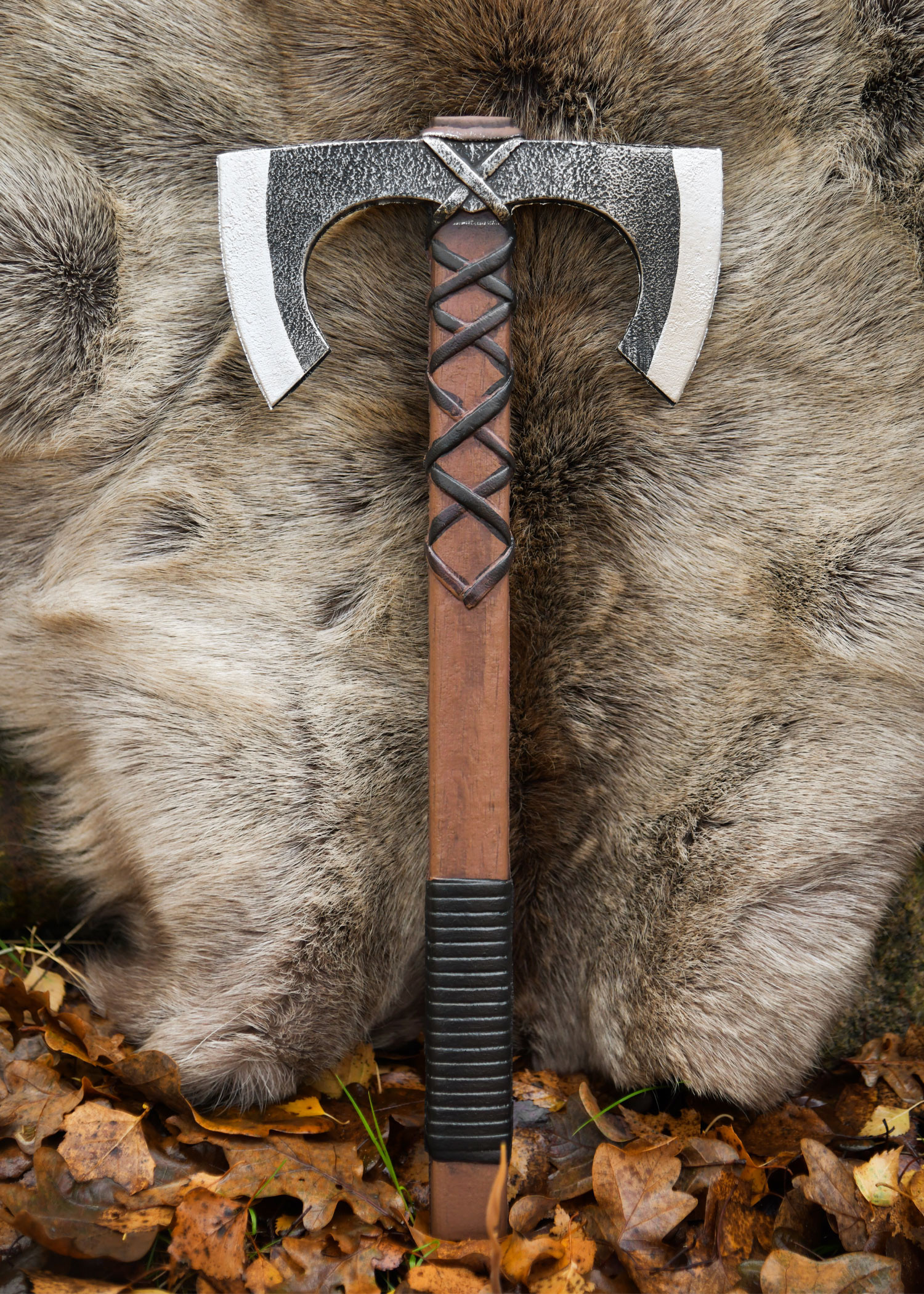 Hacha vikinga doble para LARP, modelo Jorvak