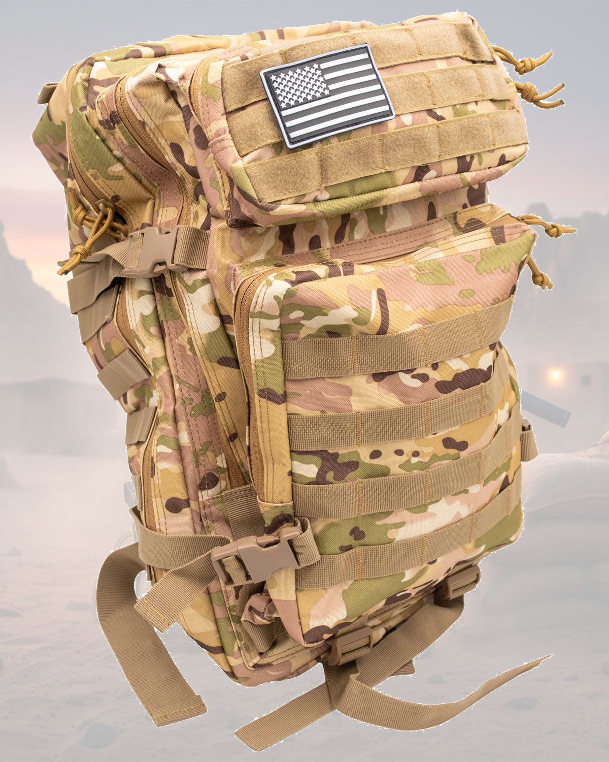 Mochila táctica camuflaje 35-40L con sistema MOLLE