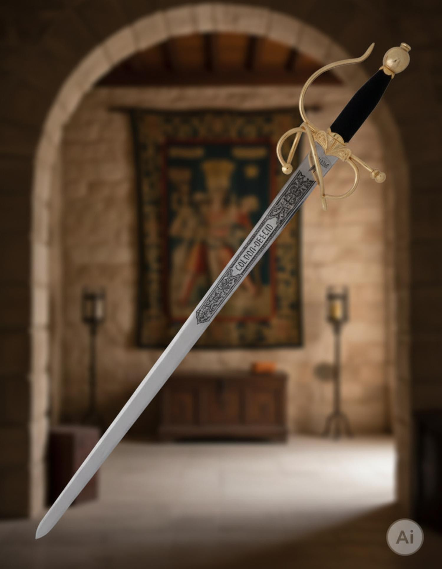 Espada Colada Cid, dorada