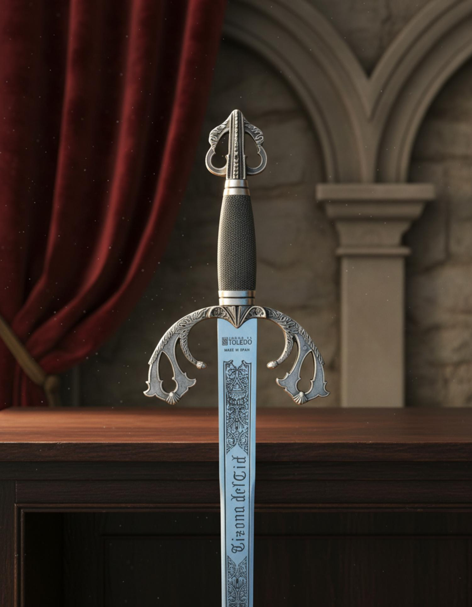 Espada Tizona Cid, acabado plateado