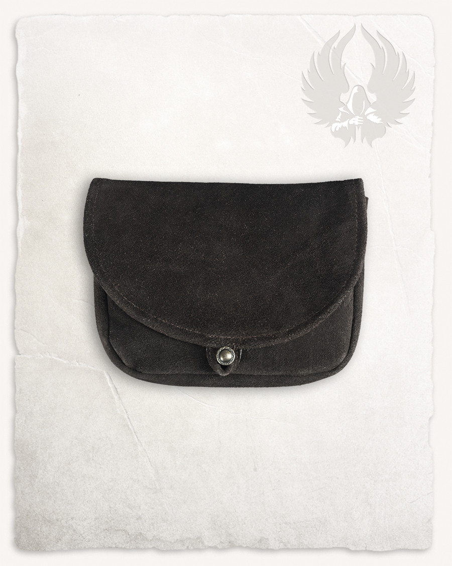 Bolso medieval en ante para cinturón, color marrón