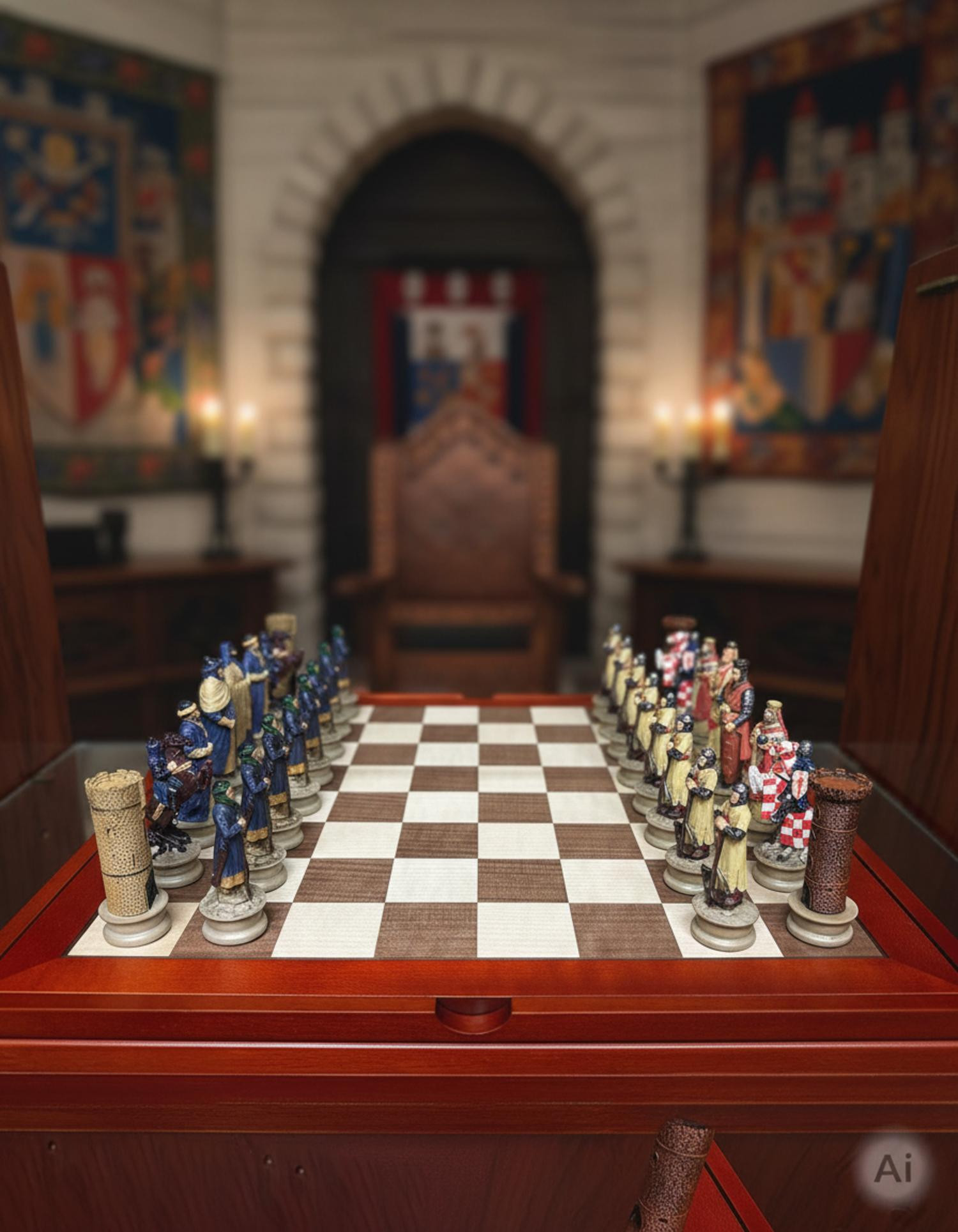 Ajedrez moros y cristianos hecho a mano