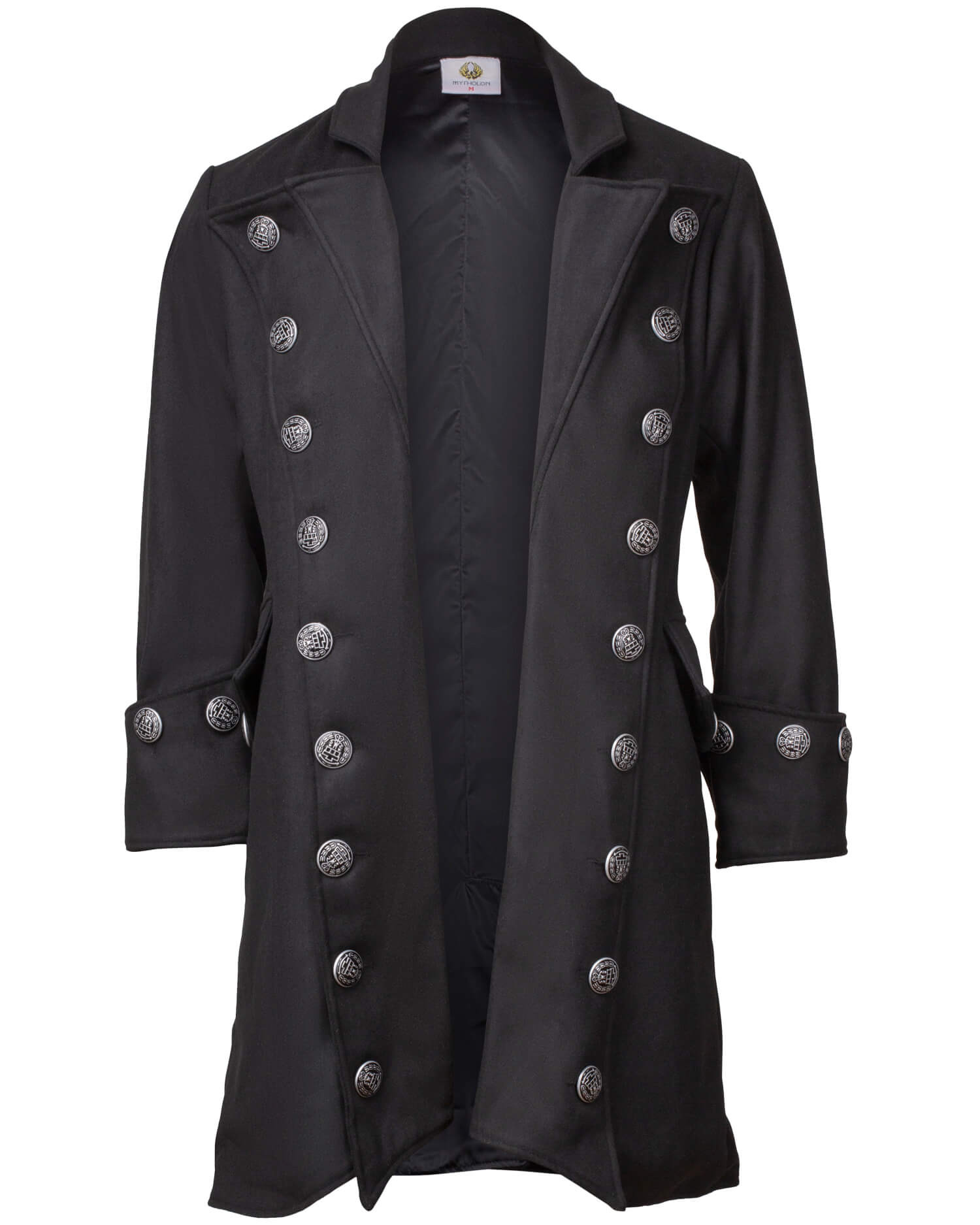 Abrigo pirata en lana modelo Capitán Chad Bucanero, color negro