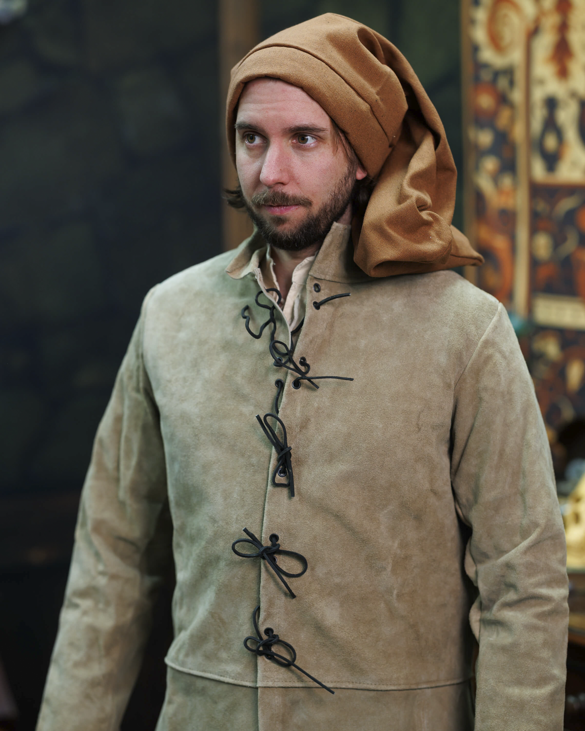 Gorro Medieval Rafael unisex en algodón, color arena