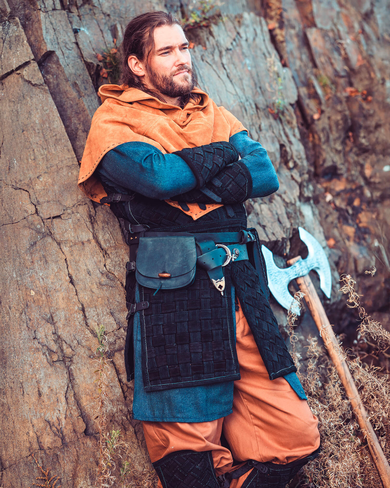 Brazaletes medievales piel modelo Sigurd, color negro