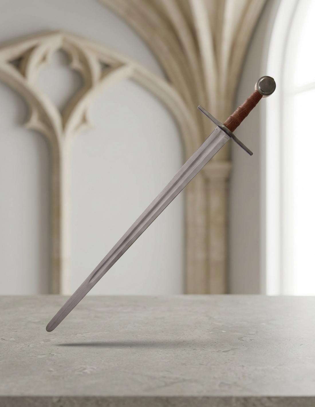 Espada Gótica funcional una mano, pomo redondo