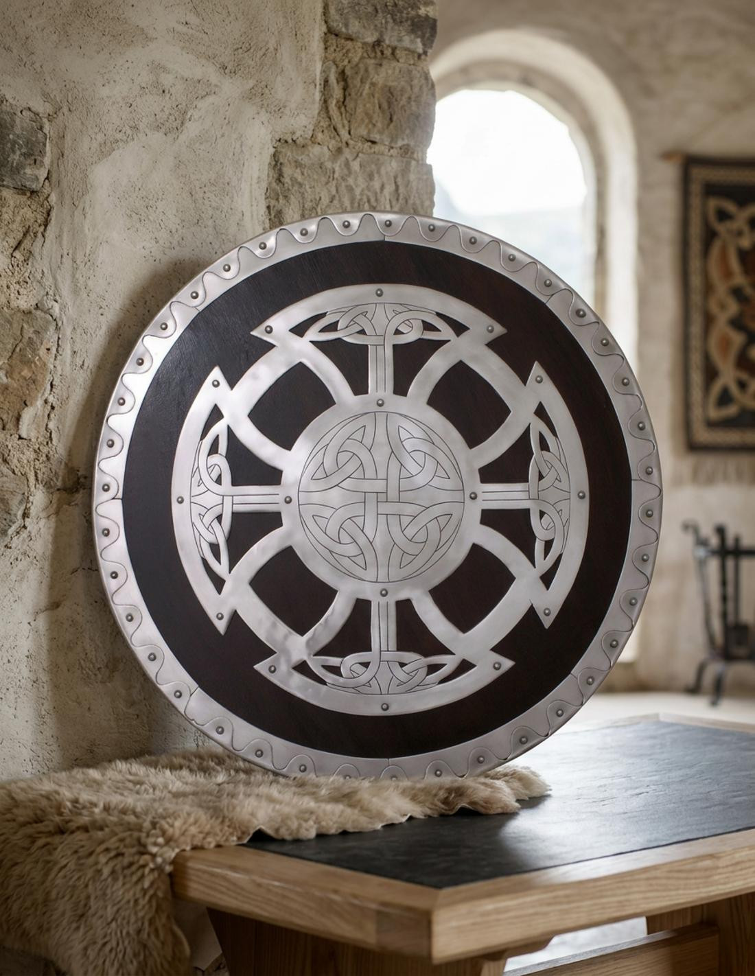 Escudo vikingo madera y acero