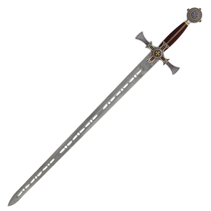 Espada templaria damasquinada