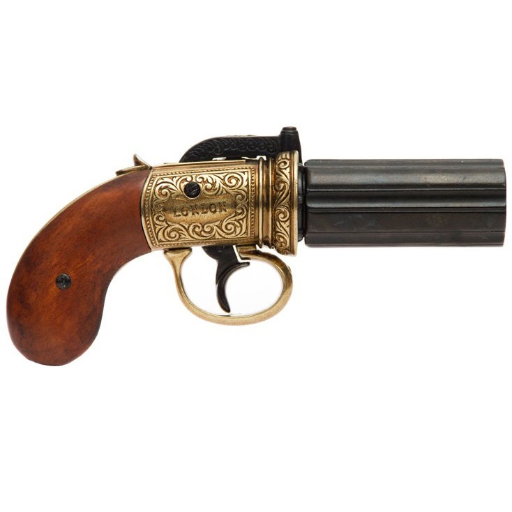 Revólver Pimentero 6 cañones, latonado