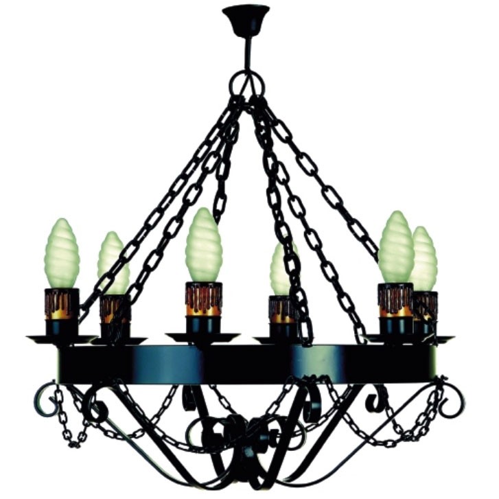 Lámpara medieval forja cadenas