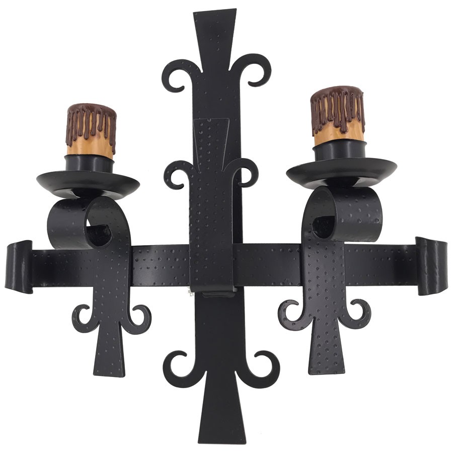 Aplique forja medieval, 2 luces