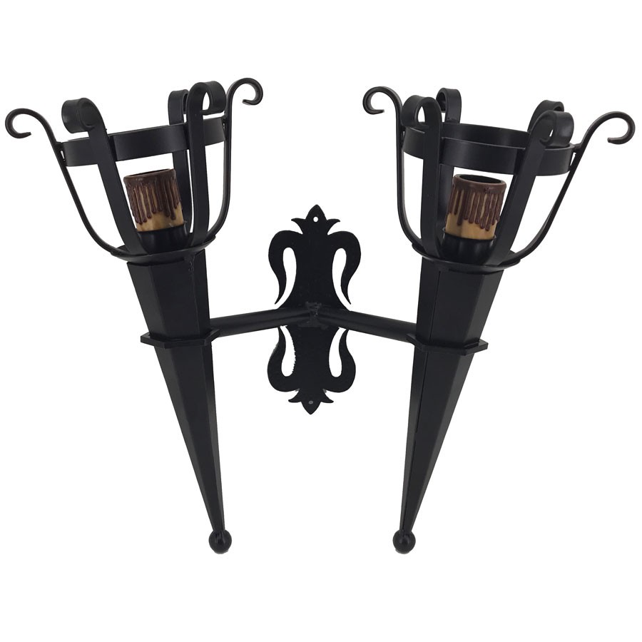 Aplique antorcha forja 2 luces (46x40 cms.)