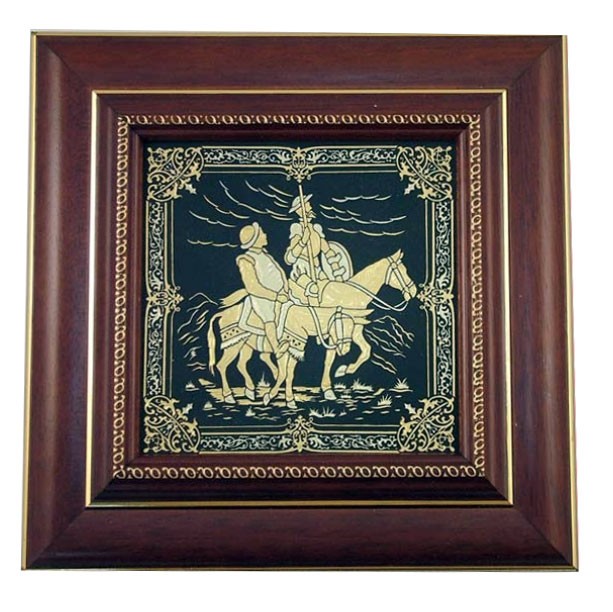 Cuadro Quijote Damasquinado, 18 cms.