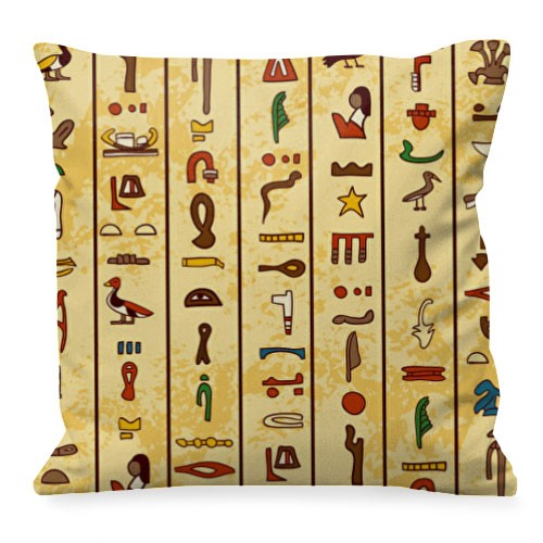 Cojín con jeroglíficos egipcios