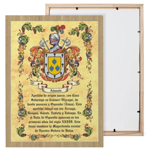 Cuadro escudos heráldicos 1 apellido (30x40 cms.)