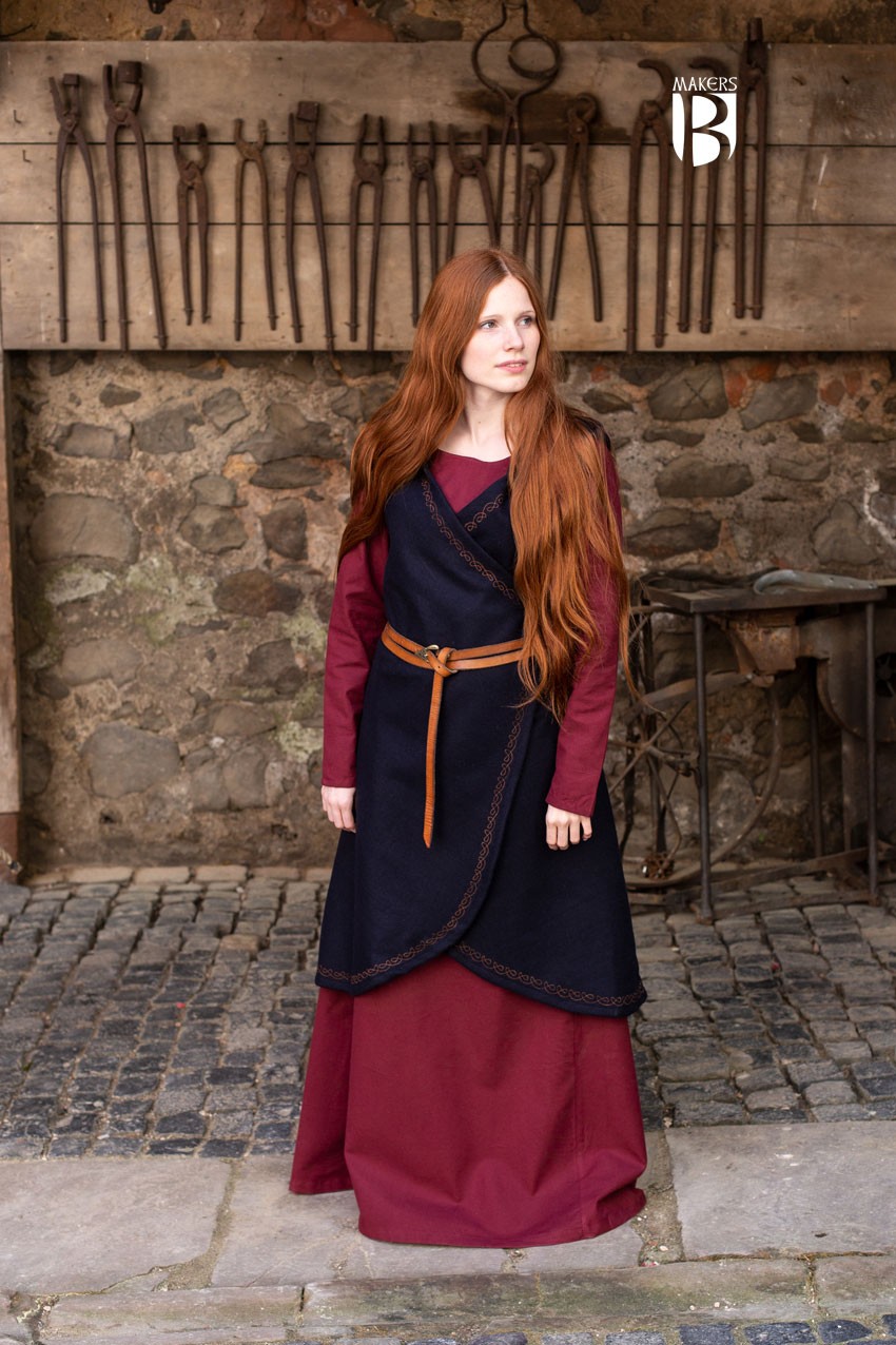 Brial medieval Myrana, lana azul
