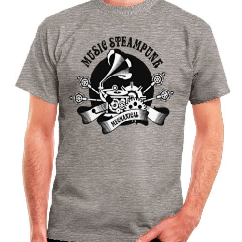 Camiseta Gris SteamPunk, manga corta