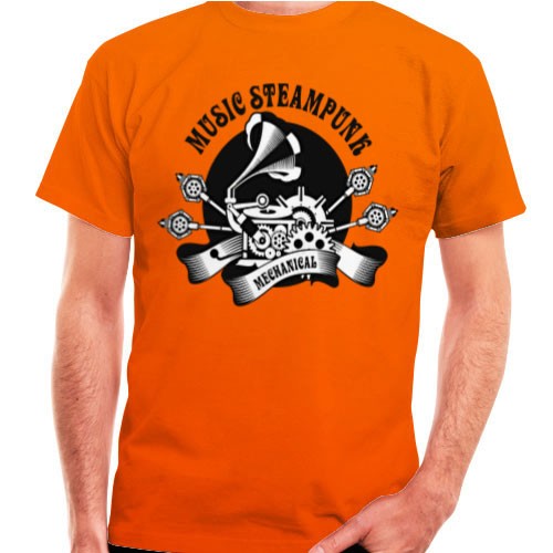 Camiseta Naranja SteamPunk, manga corta