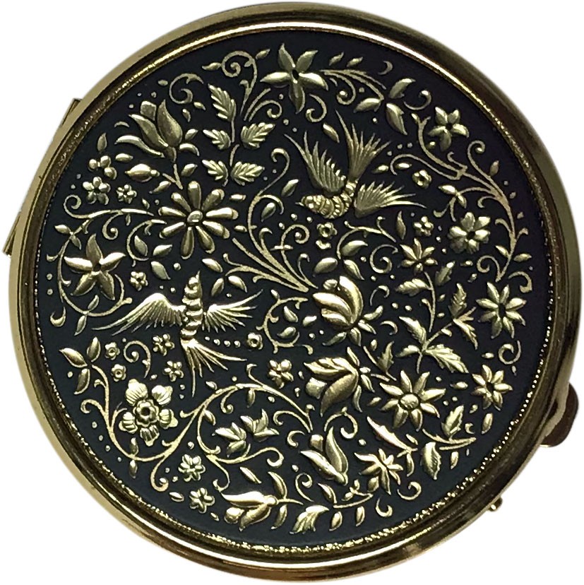 Pastillero Damasquinado pájaros, 4 separaciones