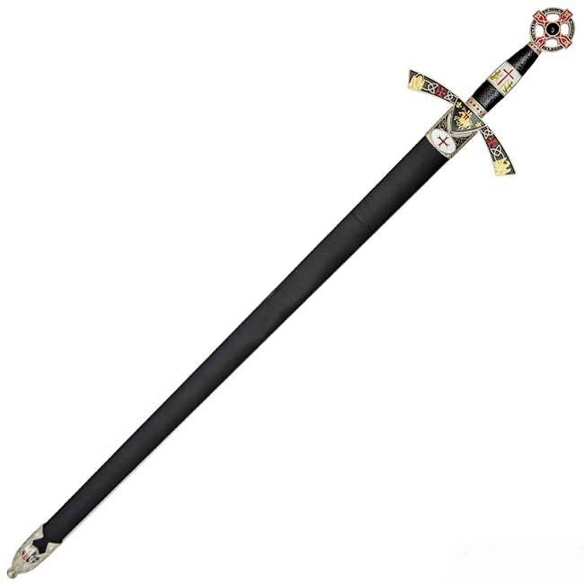 Espada Templaria decorada plateada, con vaina