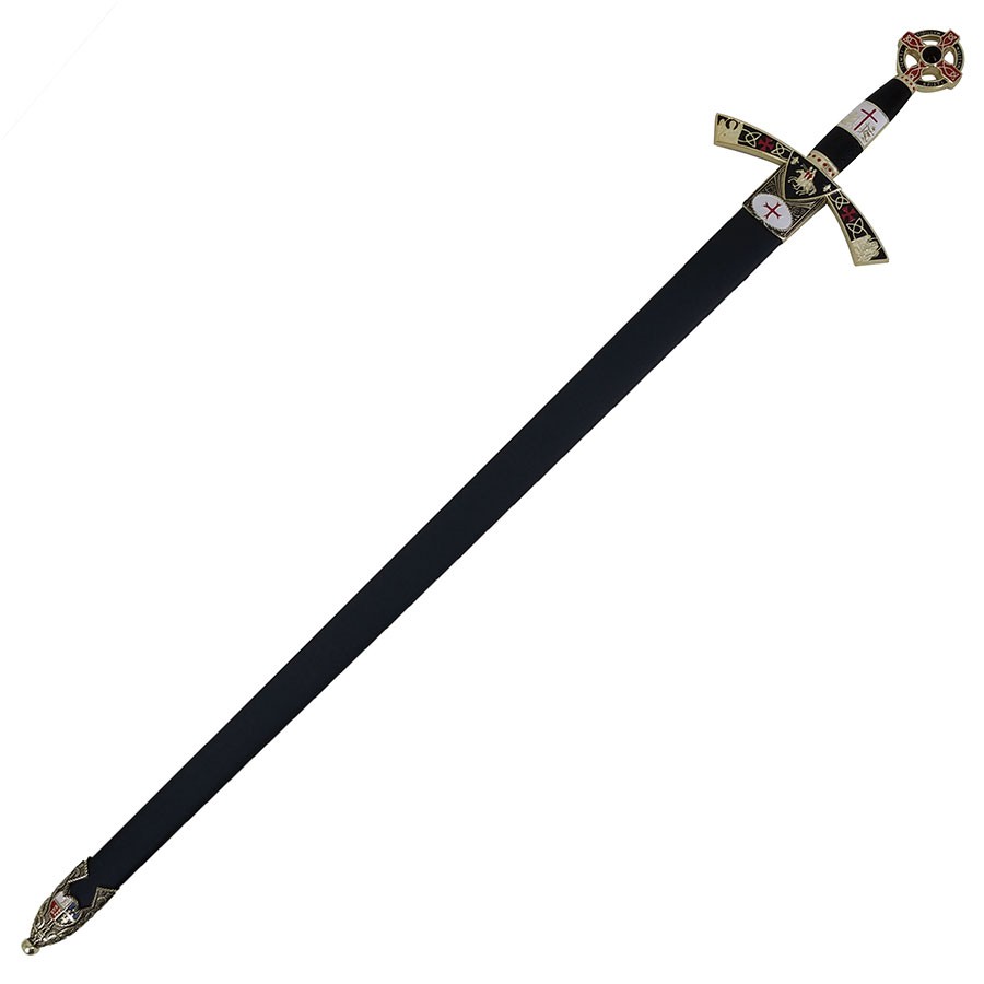Espada Templaria decorada dorada, con vaina
